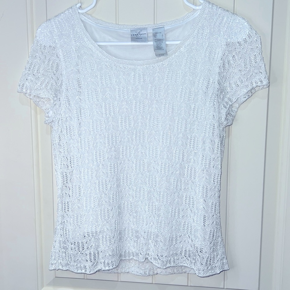 White Crochet sparkly Blouse Emma James L